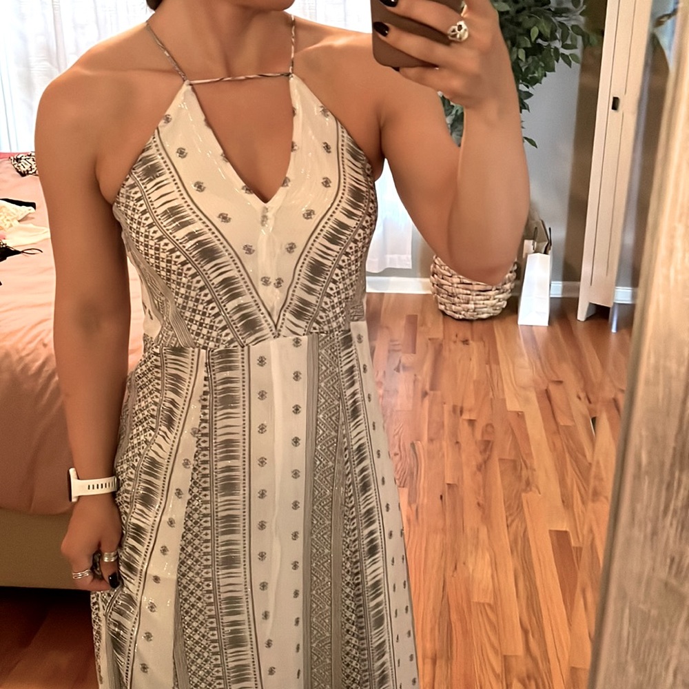 Express White Silver Maxi Dress XS